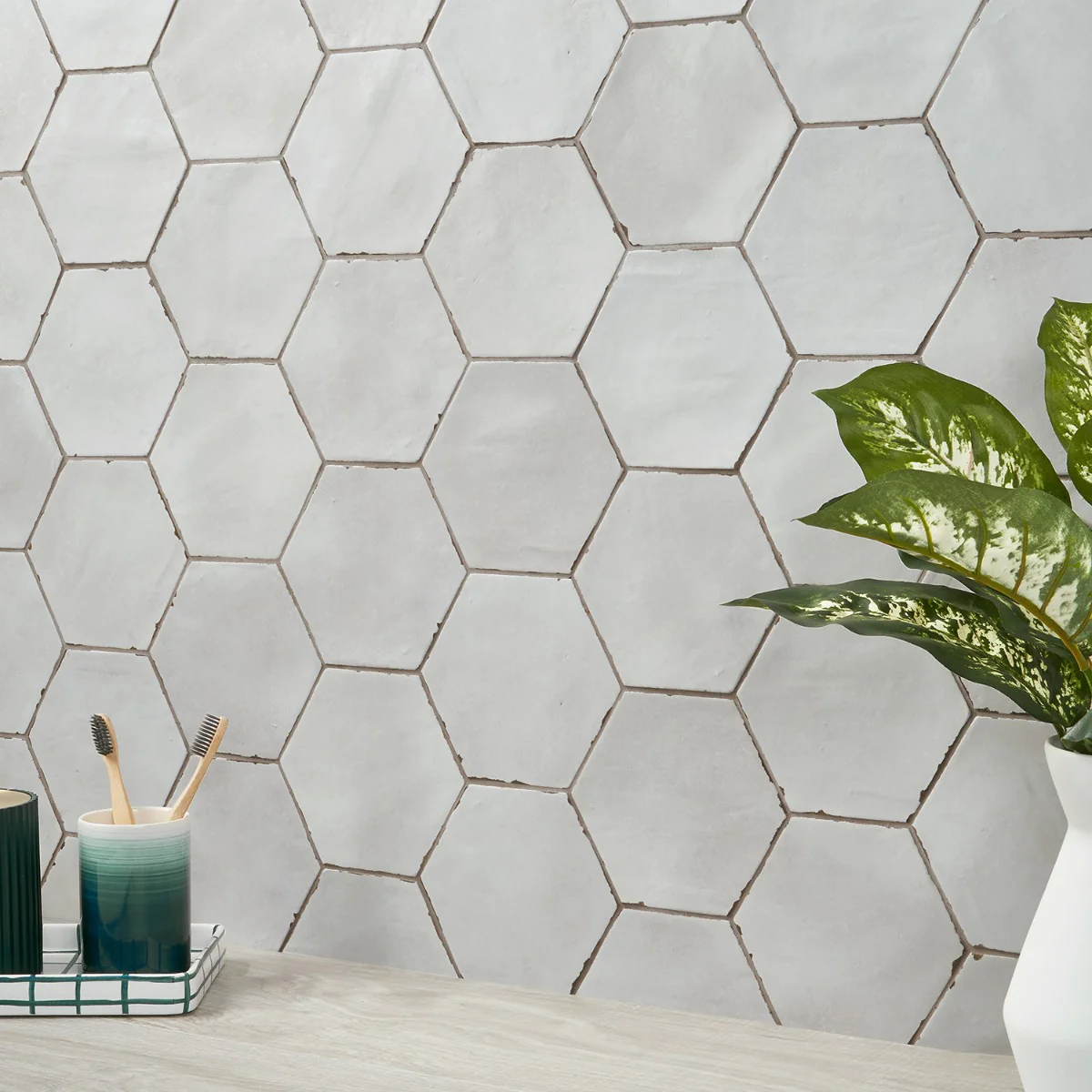 Lux Tile Sasha Hex Gray Matte Porcelain Tile 6"
