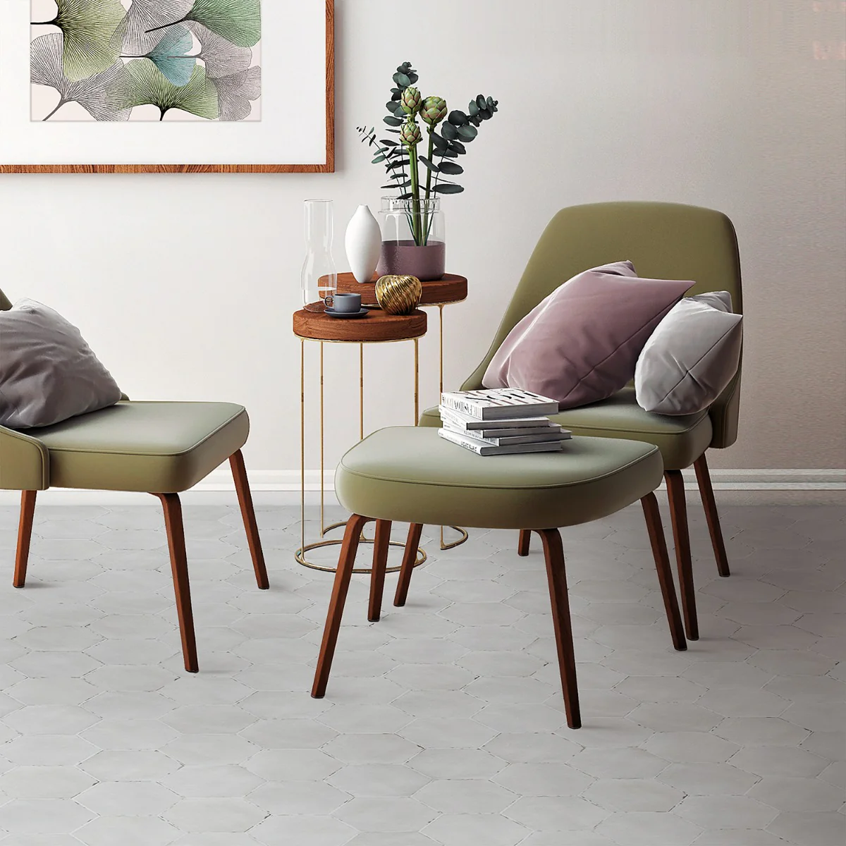 Lux Tile Sasha Hex Gray Matte Porcelain Tile 6" - Image 2
