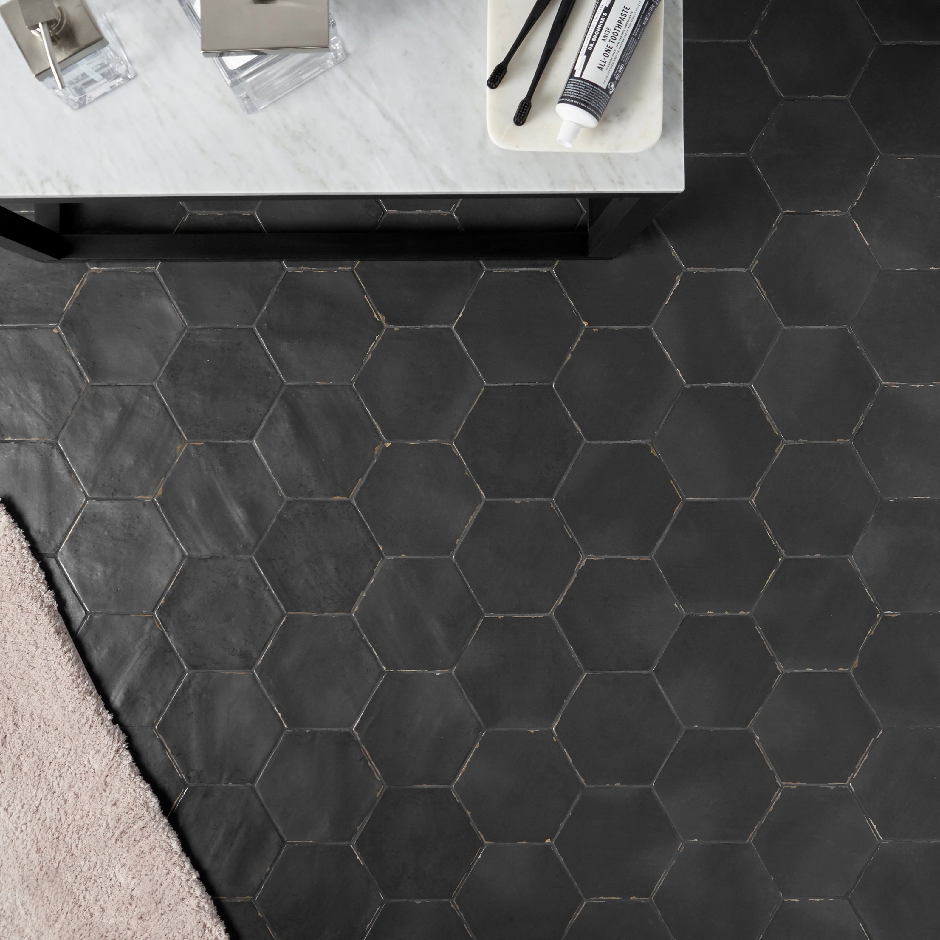 Lux Tile Sasha Hex Nero Black 6" Matte Porcelain Hexagon Tile - Image 4