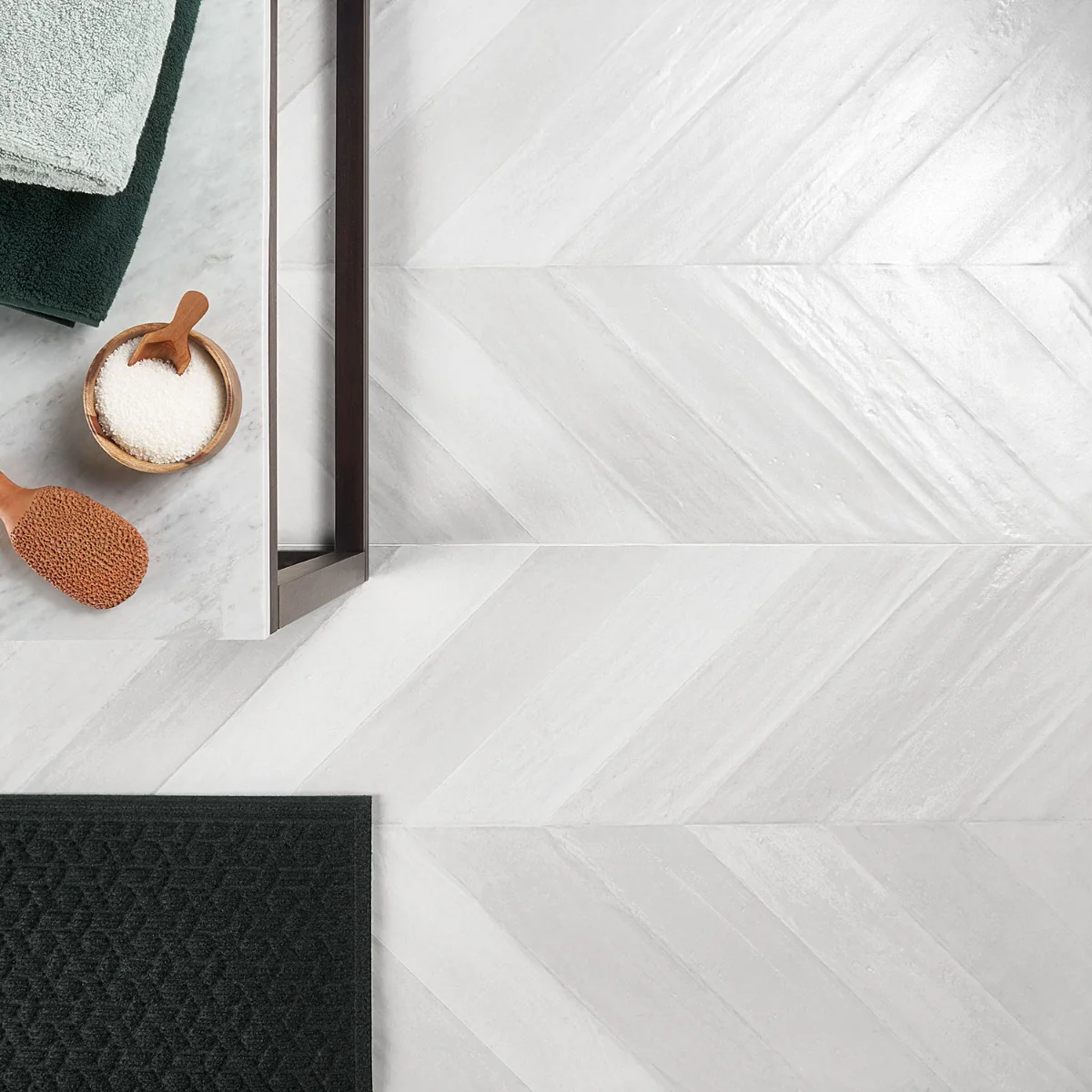 Lux Tile Sculpt White Chevron 24x48 Natural Porcelain Tile