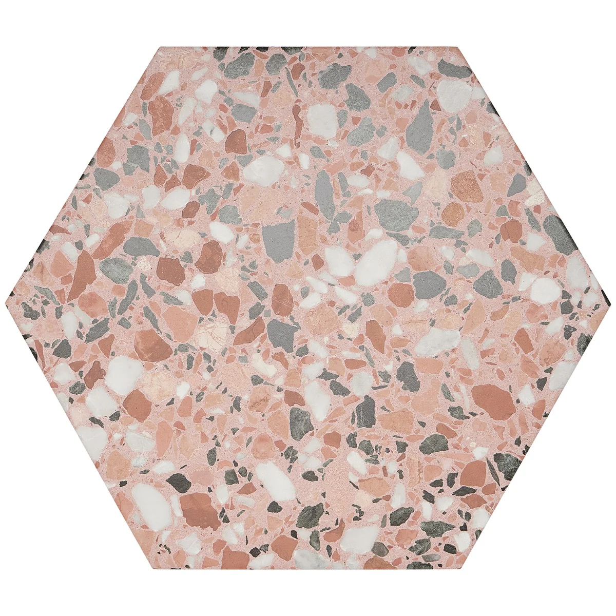 Lux Tile Six Hexagon Earth Pink 12.5" Terrazzo Look Matte Porcelain Tile - Image 5
