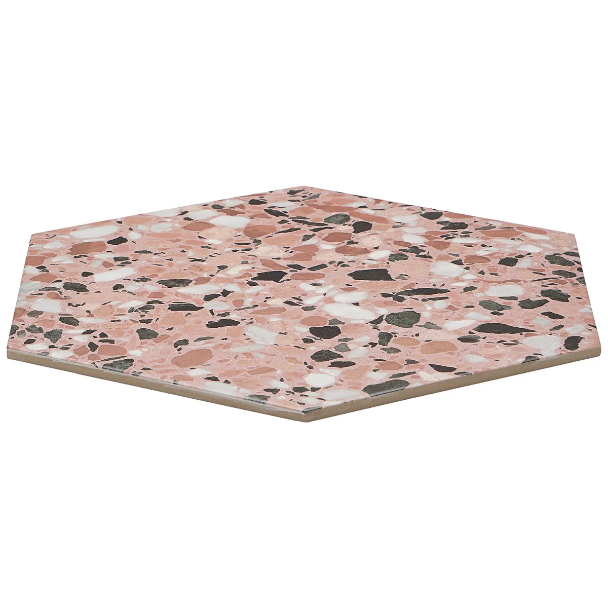 Lux Tile Six Hexagon Earth Pink 12.5" Terrazzo Look Matte Porcelain Tile - Image 6