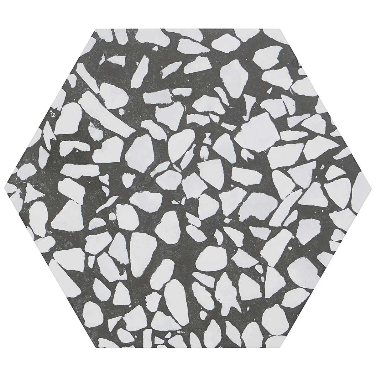 Lux Tile Terrazzo Hex Nero Black & White 9" Matte Porcelain Tile - Image 3