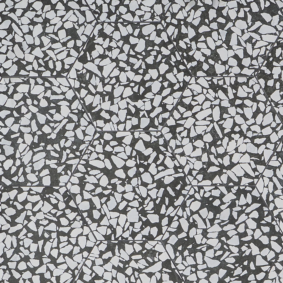 Lux Tile Terrazzo Hex Nero Black & White 9" Matte Porcelain Tile - Image 4