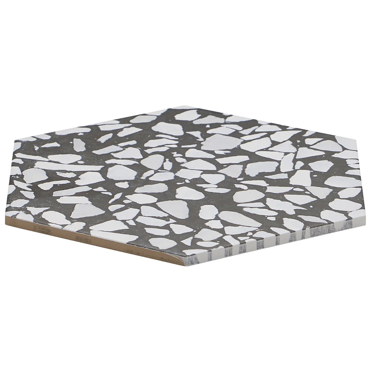 Lux Tile Terrazzo Hex Nero Black & White 9" Matte Porcelain Tile - Image 5