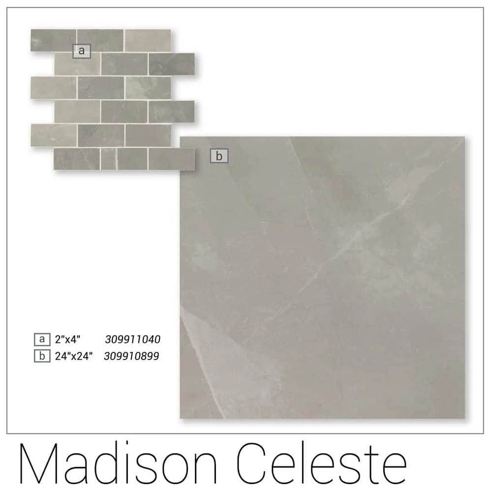 Madison Celeste 24 in. x 24 in. Polished Porcelain Stone Look Floor and Wall Tile (16 sq. ft./Case) - Image 3