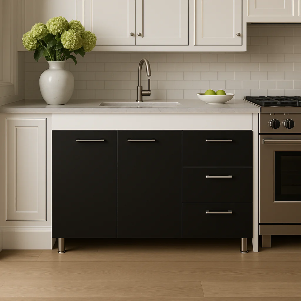Magic Home 3-Drawer Ferretti Base Cabinet, Black and White - Image 4