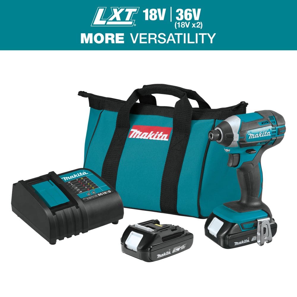 Makita 1.5 Ah 18V LXT Lithium‑Ion Compact Cordless 1/4 in. Impact Driver Kit (XDT11SY)
