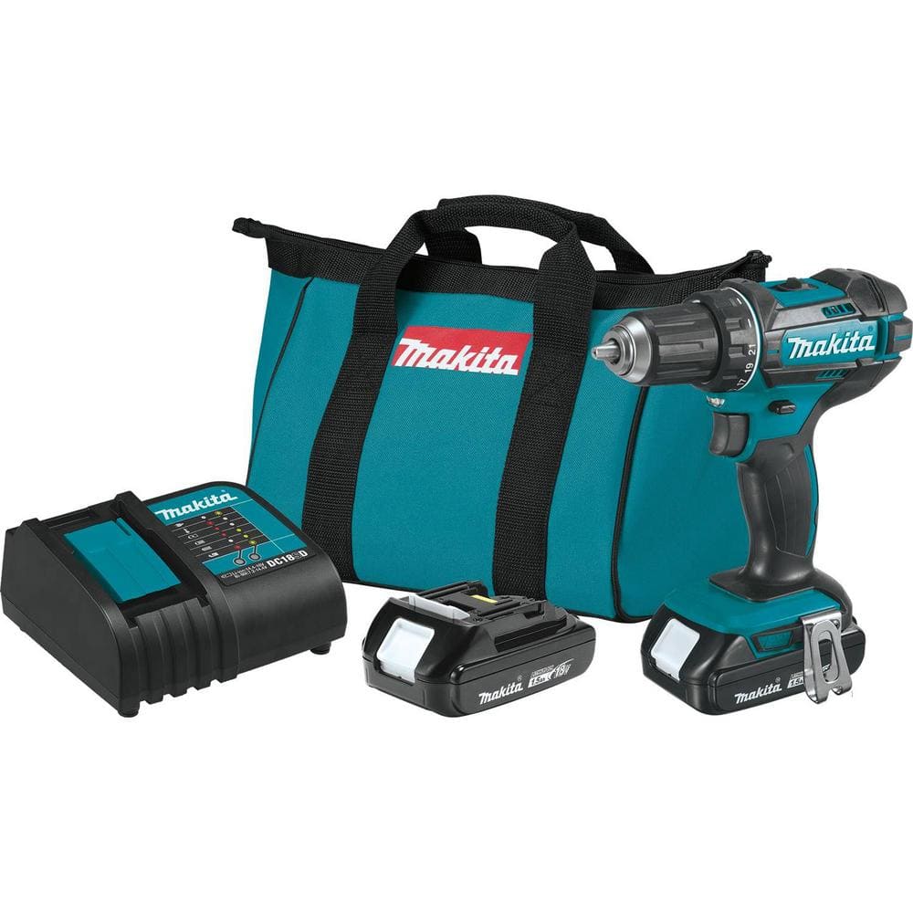 Makita 1.5Ah 18V LXT Lithium‑Ion Compact Cordless 1/2 in. Driver‑Drill Kit (XFD10SY)