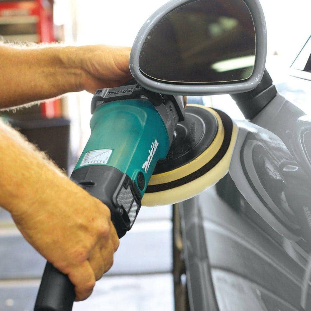 Makita 10 Amp 7 in. Corded 3,000 RPM Variable Speed Polisher with Side Handle, Wool Bonnet and 21 in. Contractor Bag - Image 11