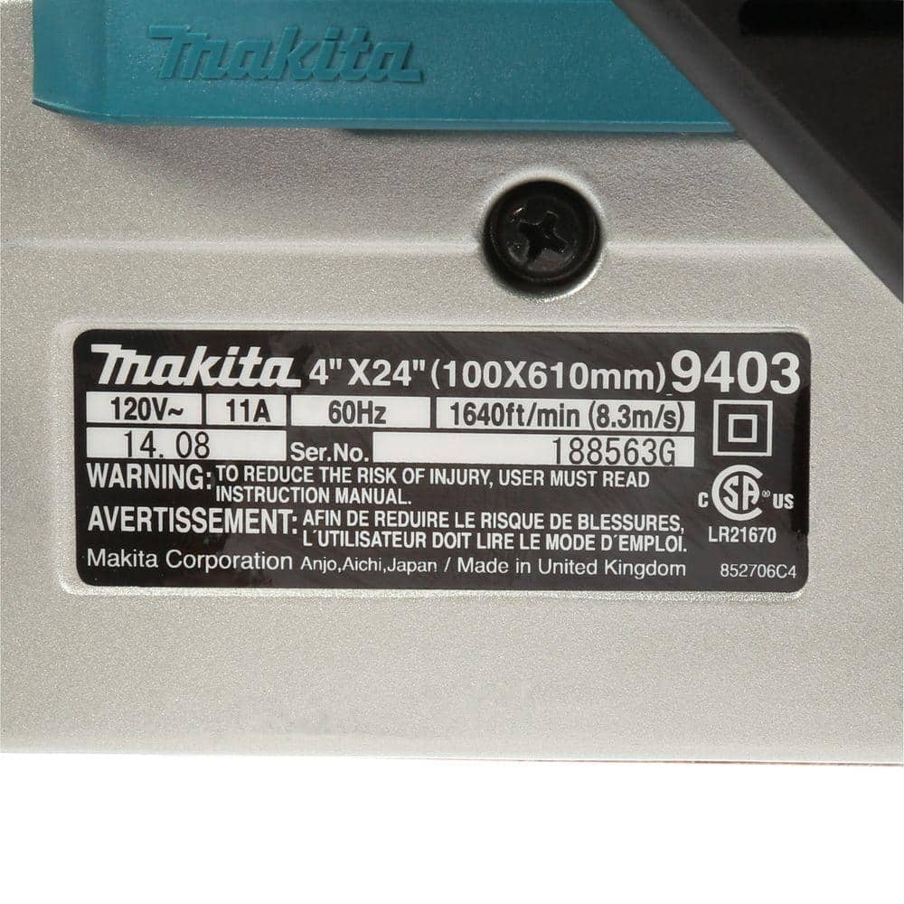 Makita 11 Amp 4 in. x 24 in. Corded Belt Sander with Abrasive Belt, 80G Belt and Dust Bag - Image 5