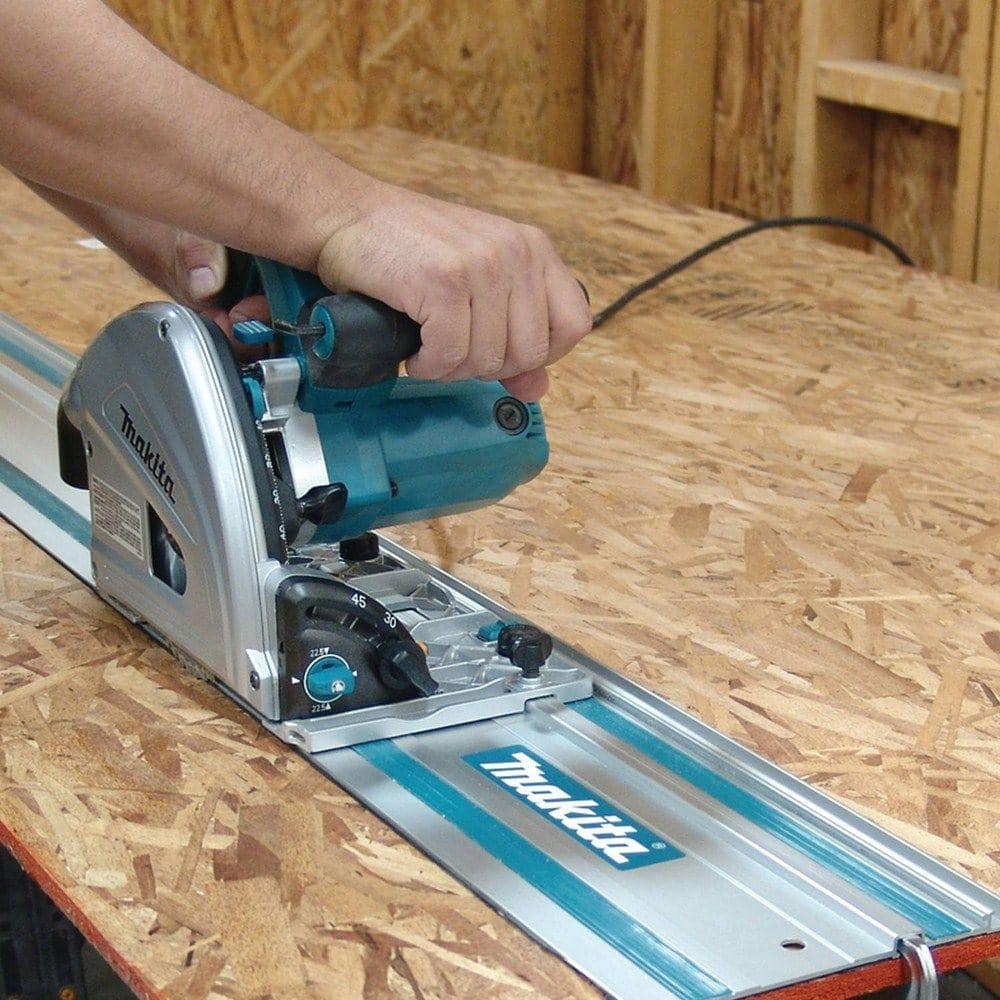Makita 12 Amp 6-1/2 in. Corded Plunge Saw with 55 in. Guide Rail, 48T Carbide Blade and Hard Case - Image 14
