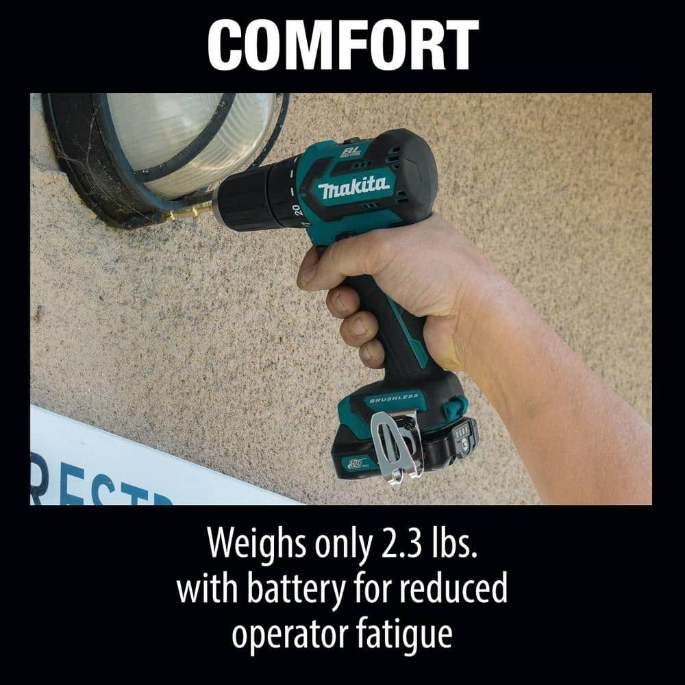 Makita 12V max CXT Lithium‑Ion 3/8 in. Brushless Cordless Driver‑Drill Kit with (2) 2.0Ah Batteries, Charger and Hard Case - Image 8