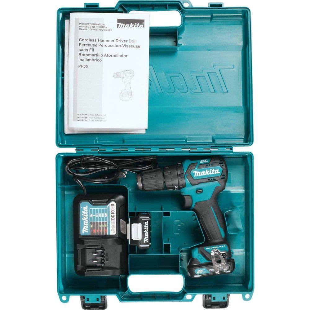 Makita 12V Max CXT Lithium‑Ion 3/8 in. Brushless Cordless Hammer Driver‑Drill Kit with (2) 2.0Ah Batteries, Charger and Hard Case - Image 8