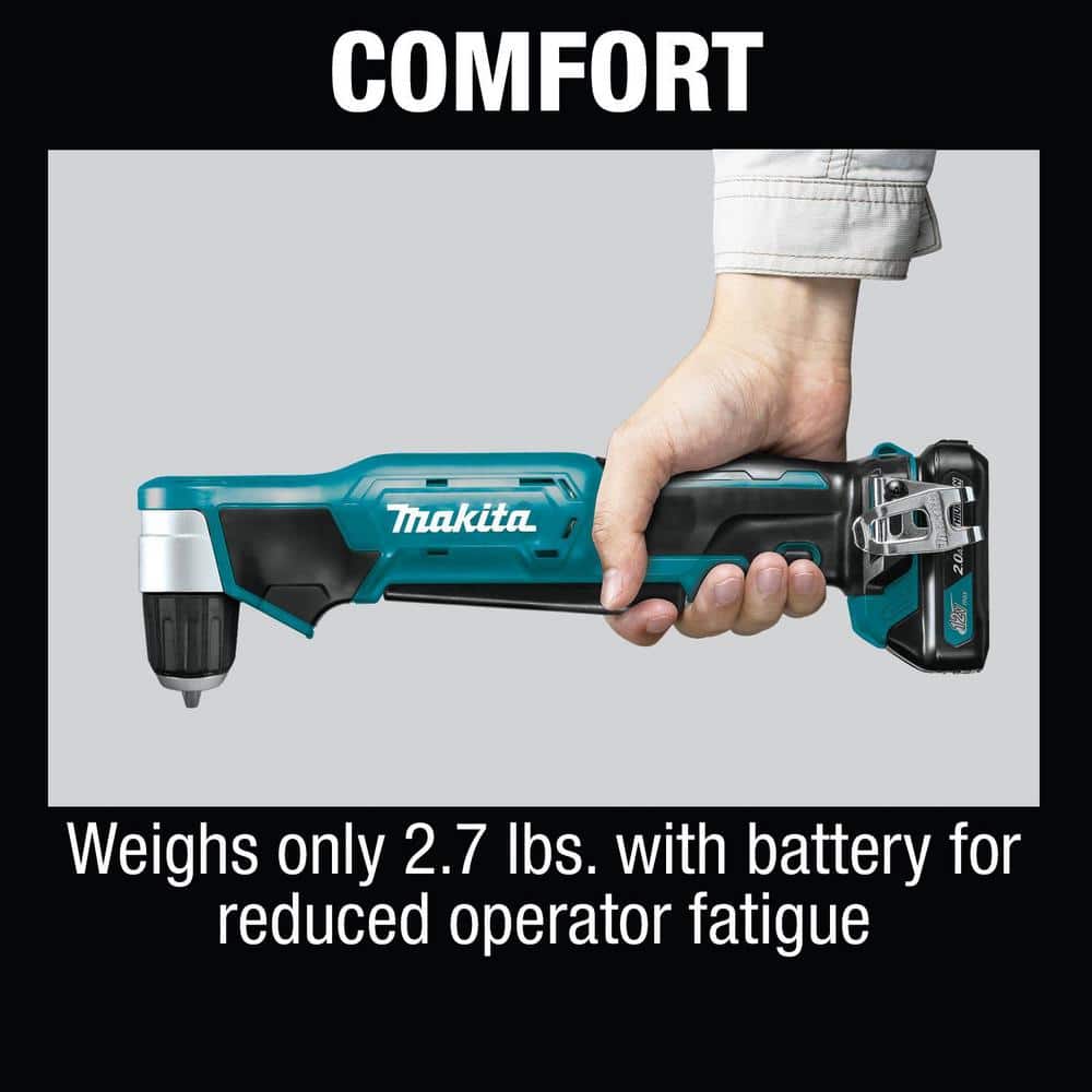 Makita 12V max CXT Lithium‑Ion Cordless 3/8 in. Right Angle Drill Kit (2.0 Ah) - Image 7