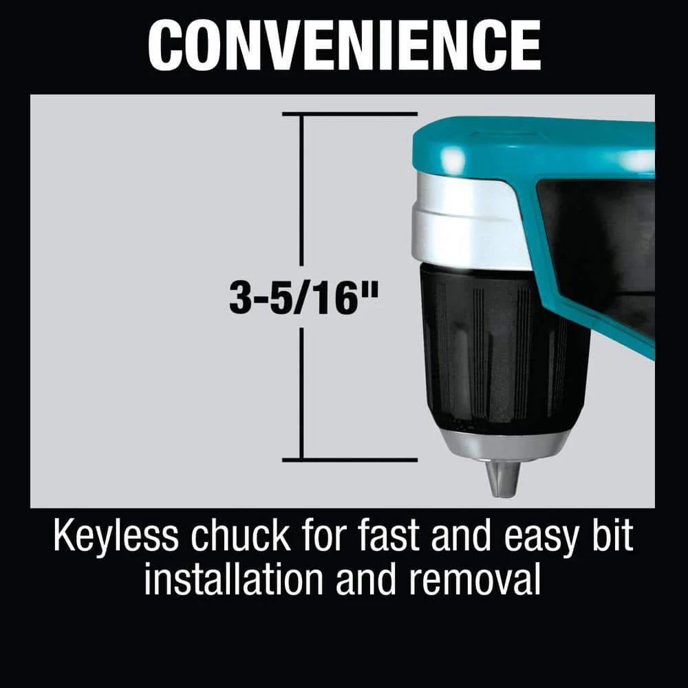 Makita 12V max CXT Lithium‑Ion Cordless 3/8 in. Right Angle Drill Kit (2.0 Ah) - Image 8