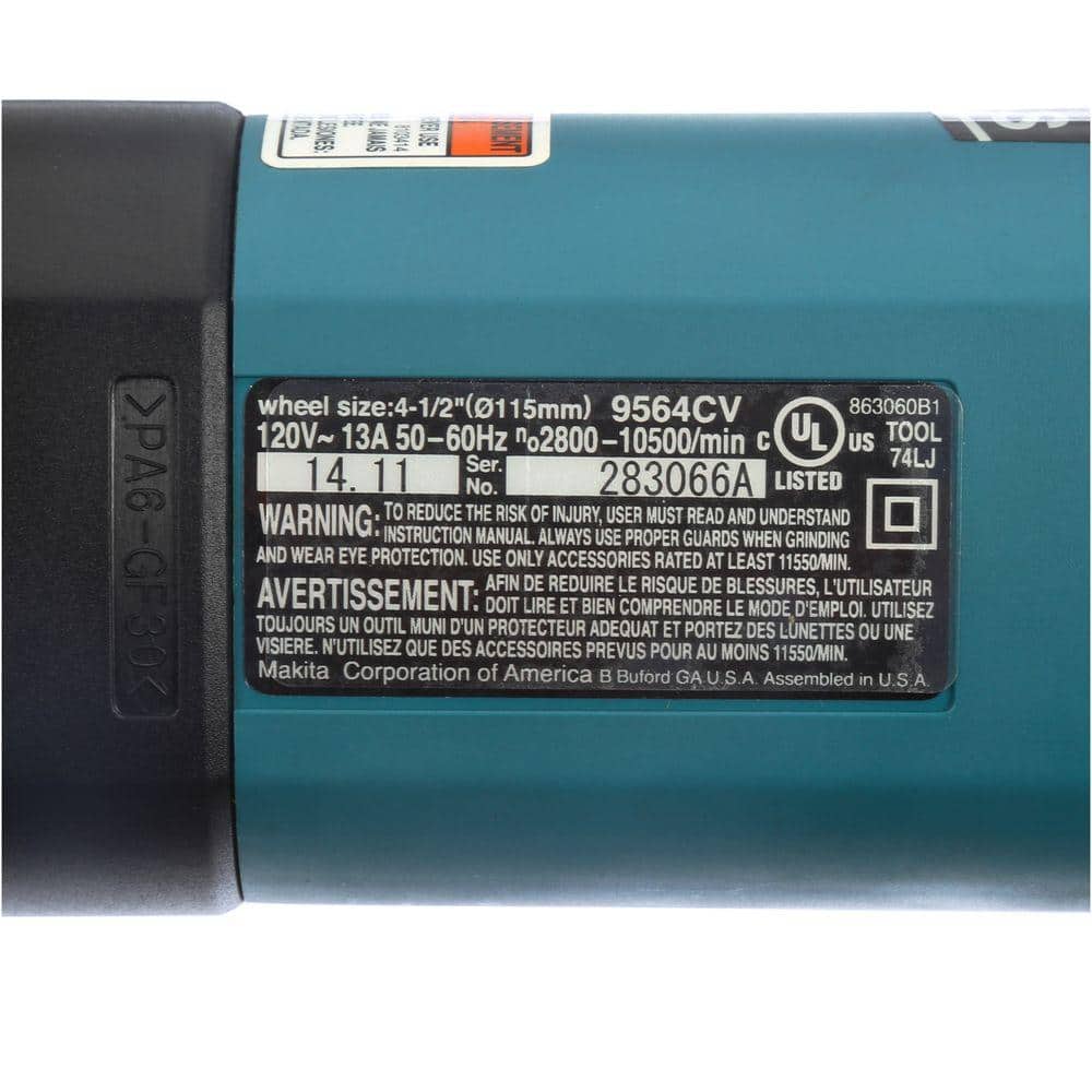 Makita 13 Amp 4-1/2 in. Corded SJS High-Power Angle Grinder - Image 6