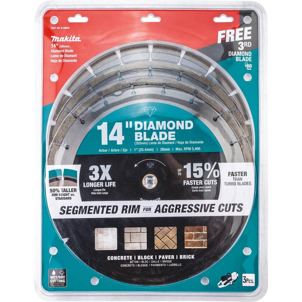 Makita 14 in. Segmented Rim Diamond Blade for General Purpose (3-Pack) - Image 3
