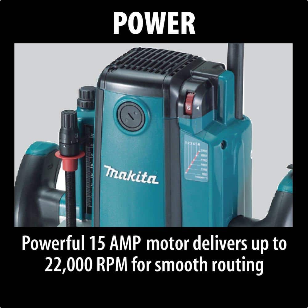 Makita 15-Amp 3-1/4 HP Corded Plunge Router, RP1800 - Image 3