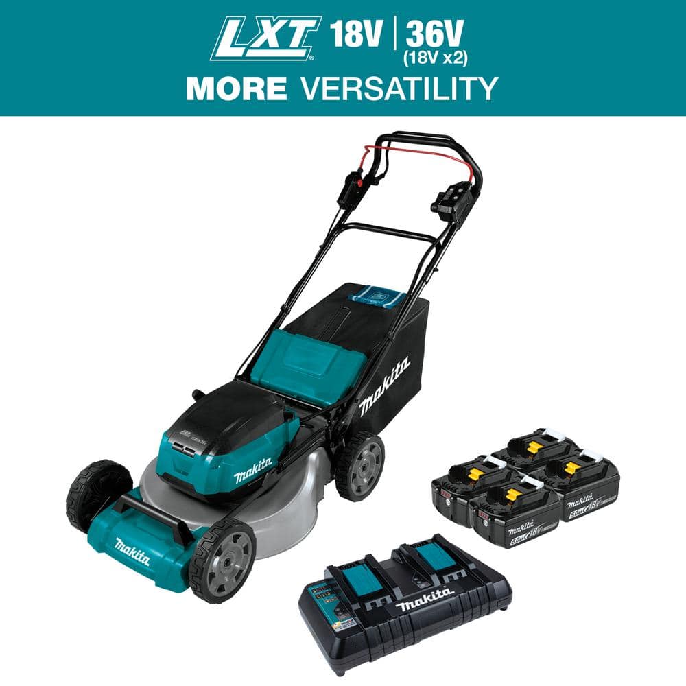 Makita 18 in. 18V X2 (36V) LXT Lithium‑Ion Cordless Self‑Propelled Lawn Mower Kit with 4 Batteries (5.0Ah)