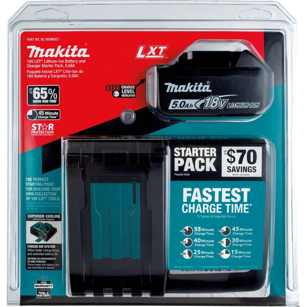Makita 18V 5.0Ah LXT Lithium‑Ion Battery and Rapid Charger Starter Pack (BL1850B + DC18RC) - Image 3