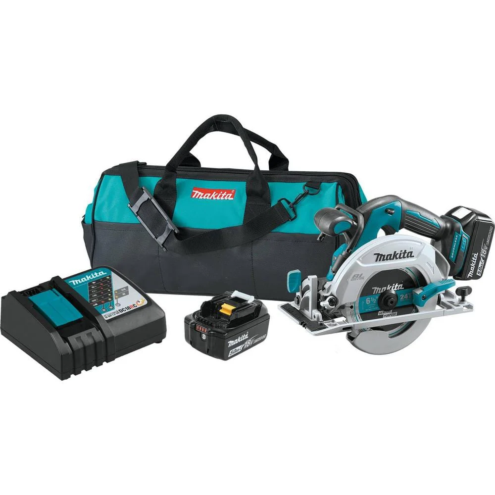 Makita 18V 5.0Ah LXT Lithium‑Ion Brushless Cordless 6-1/2 in. Circular Saw Kit (XSH03T)