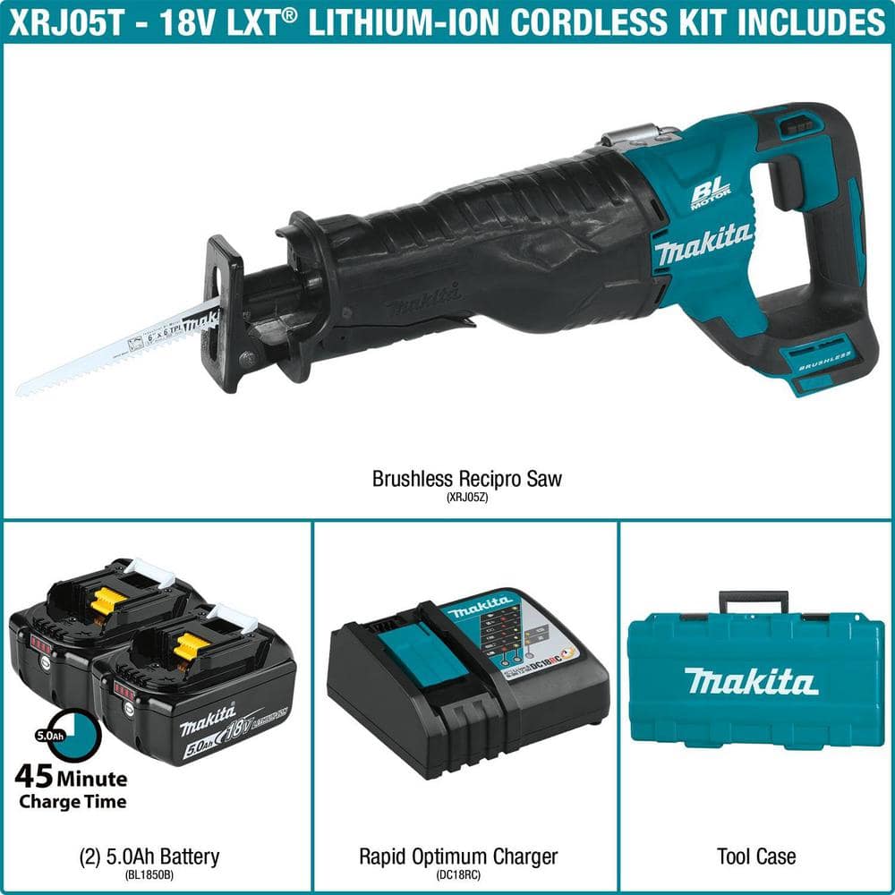 Makita 18V 5.0Ah LXT Lithium‑Ion Brushless Cordless Recipro Saw Kit - Image 2