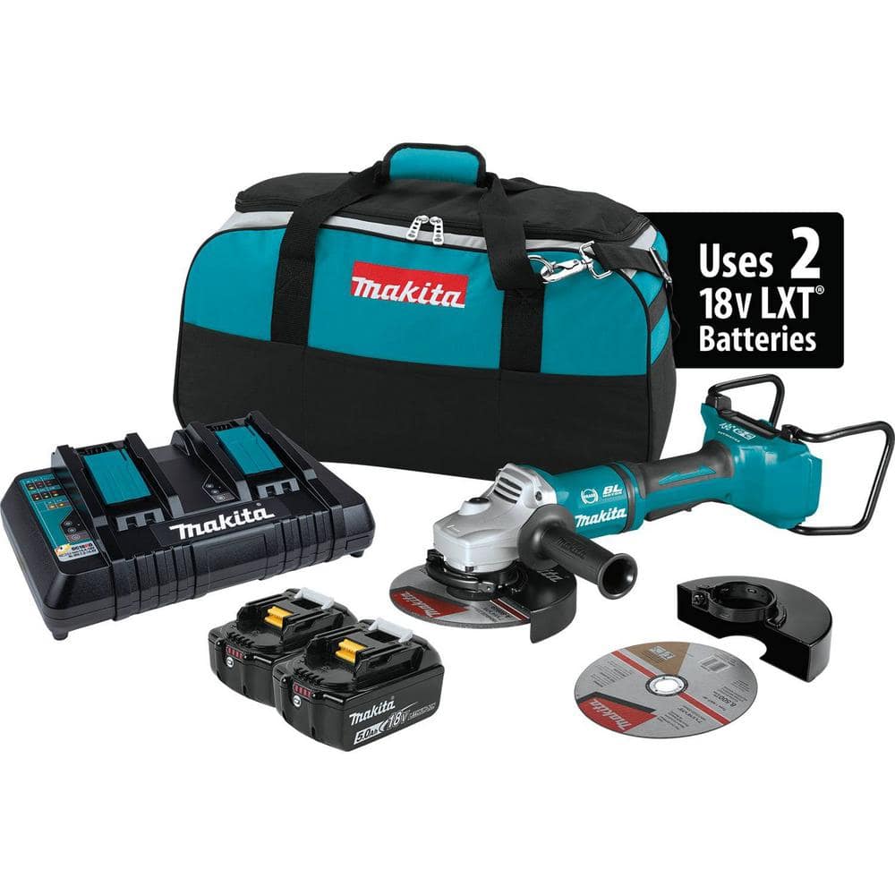Makita 18V 5.0Ah X2 LXT Lithium‑Ion (36V) Brushless Angle Grinder Kit - Image 3