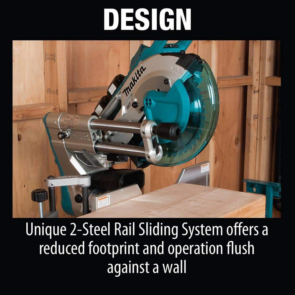 Makita 18V 5.0Ah X2 LXT Lithium‑Ion (36V) Brushless Cordless 10 in. Dual‑Bevel Sliding Compound Miter Saw with Laser Kit - Image 5