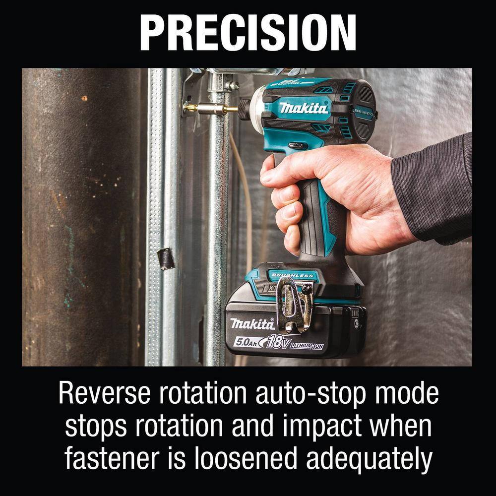 Makita 18V LXT 5.0Ah Brushless Cordless Impact Driver Kit with Quick-Shift Mode, 4-Speed (XDT16T) - Image 8