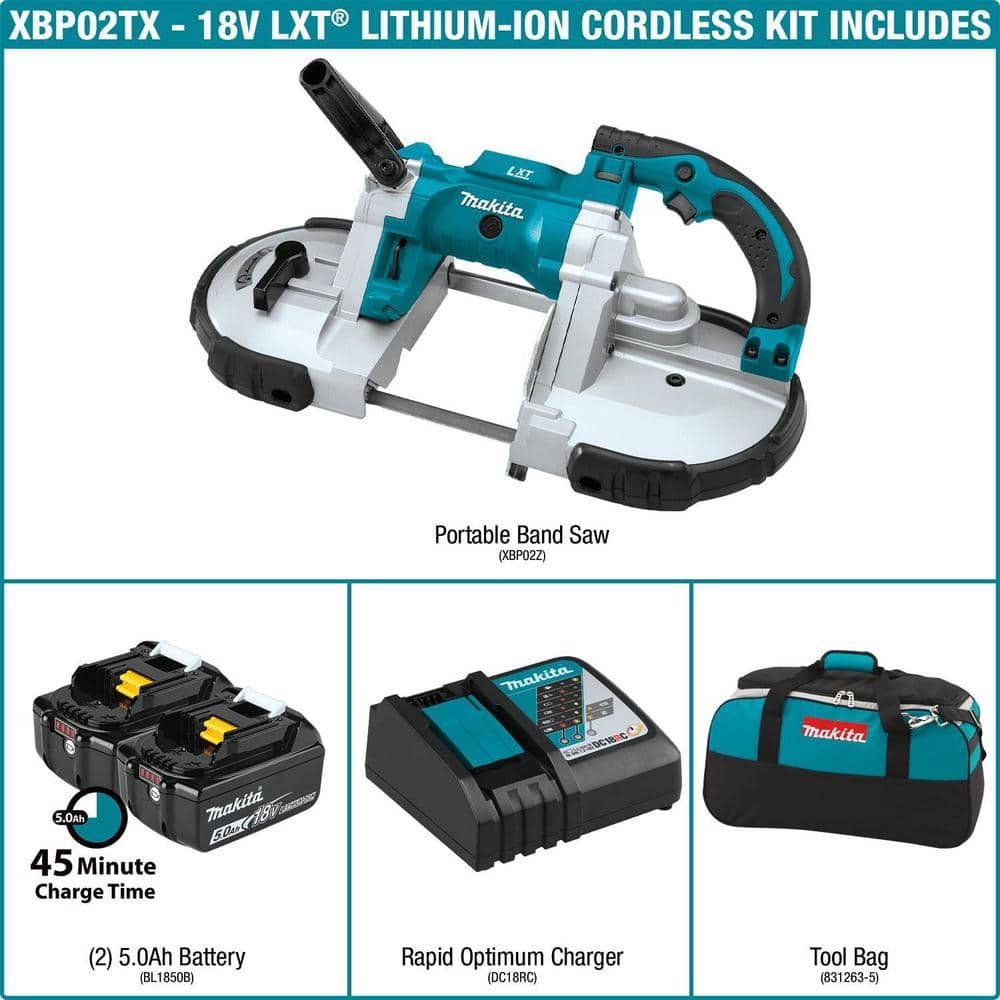 Makita 18V LXT 5.0Ah Lithium‑Ion Cordless Portable Band Saw Kit with Bonus 5.0Ah Battery Pack - Image 2