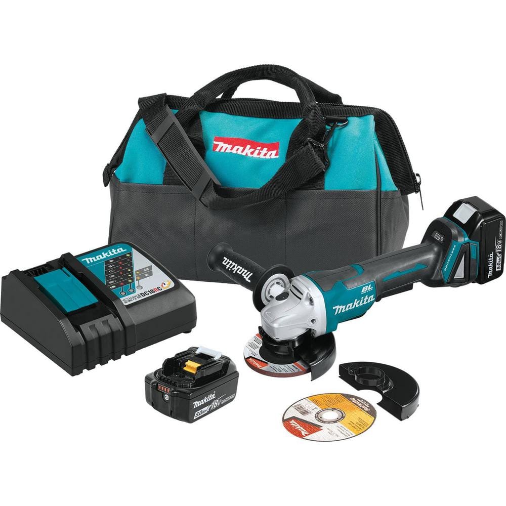 Makita 18V LXT Brushless 4-1/2 in./5 in. Paddle Switch Cut-Off/Angle Grinder Kit with Bonus 18V LXT LED Flashlight