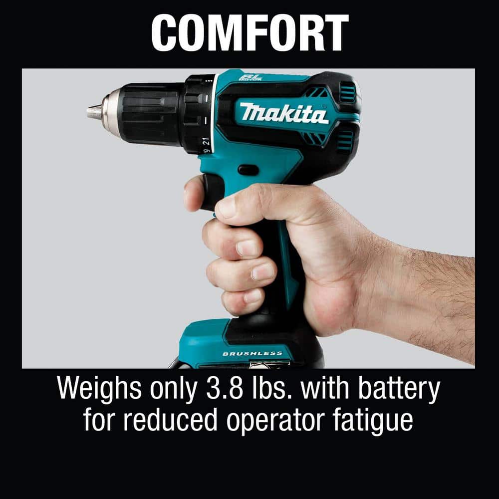 Makita 18V LXT Lithium-Ion Brushless Cordless 1/2 in. Driver-Drill Kit, 3.0Ah - Image 8