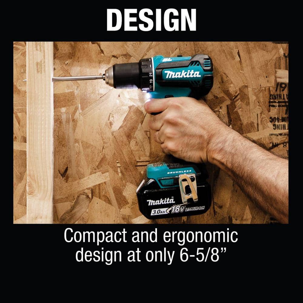 Makita 18V LXT Lithium-Ion Brushless Cordless 1/2 in. Driver-Drill Kit, 3.0Ah - Image 9