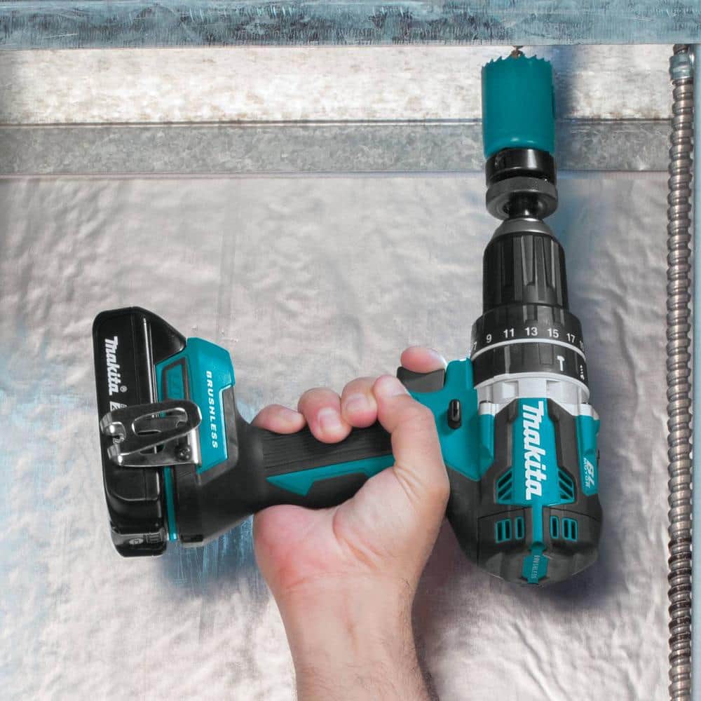 Makita 18V LXT Lithium‑Ion Compact Brushless Cordless 1/2 in. Hammer Driver‑Drill Kit with (2) 2.0Ah Batteries and Hard Case - Image 7