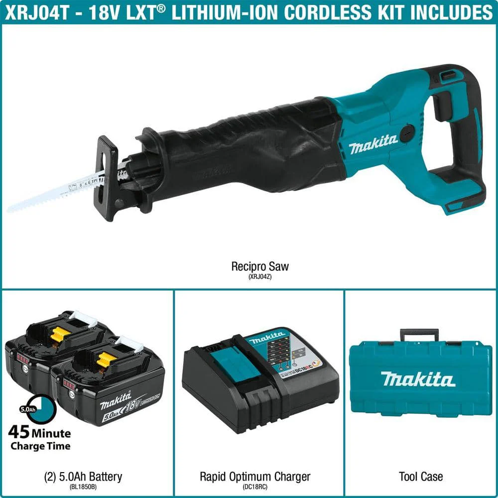 Makita 18V LXT Lithium‑Ion Cordless Reciprocating Saw Kit, 5.0Ah (XRJ04T) - Image 2