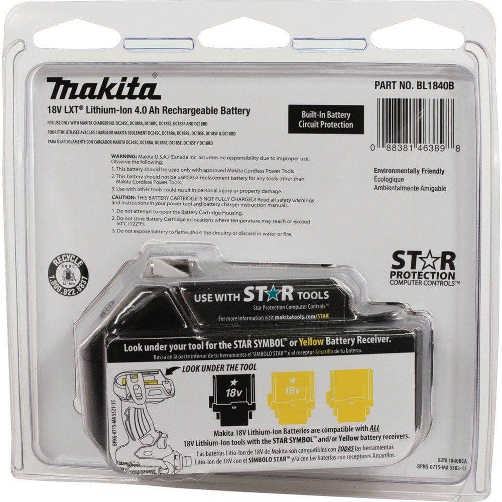 Makita 18V LXT Lithium‑Ion High Capacity Battery Pack 4.0Ah with Fuel Gauge (BL1840B) - Image 7