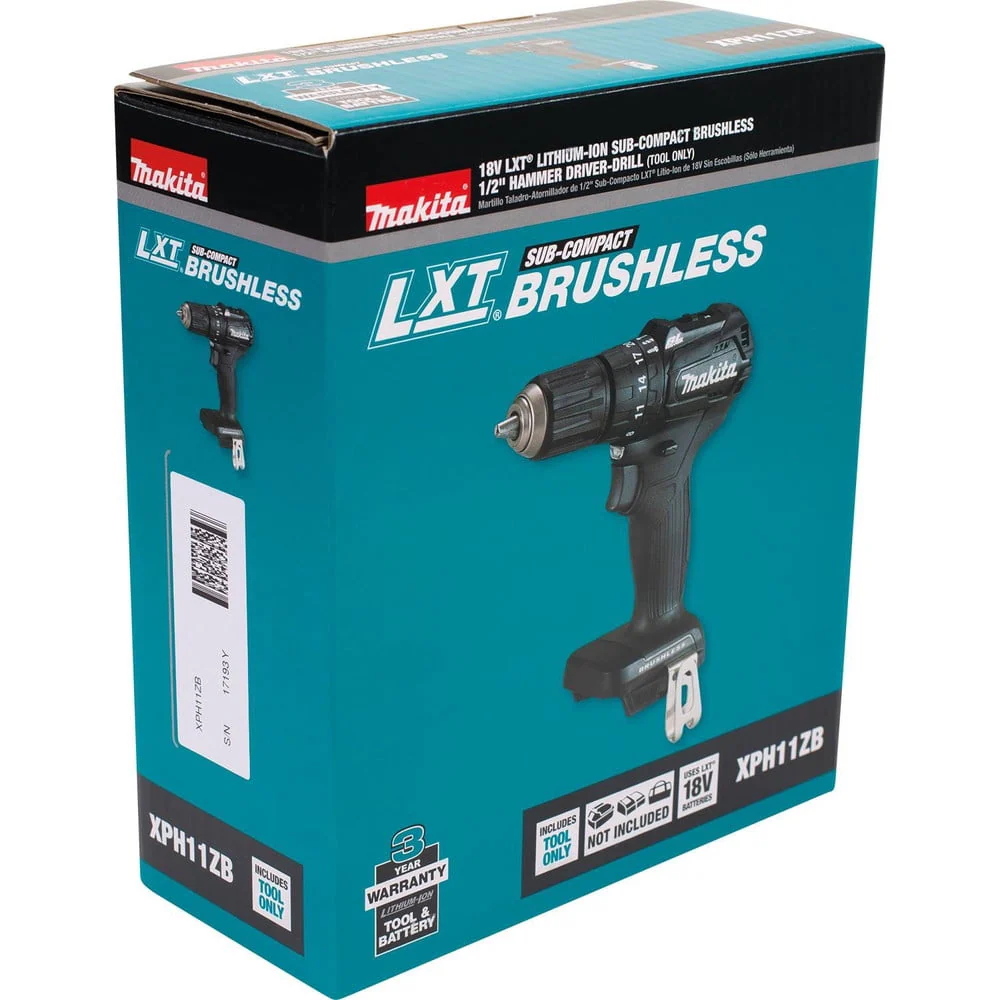 Makita 18V LXT Lithium‑Ion Sub‑Compact Brushless Cordless 1/2 in. Hammer Driver‑Drill (Tool Only) - Image 7