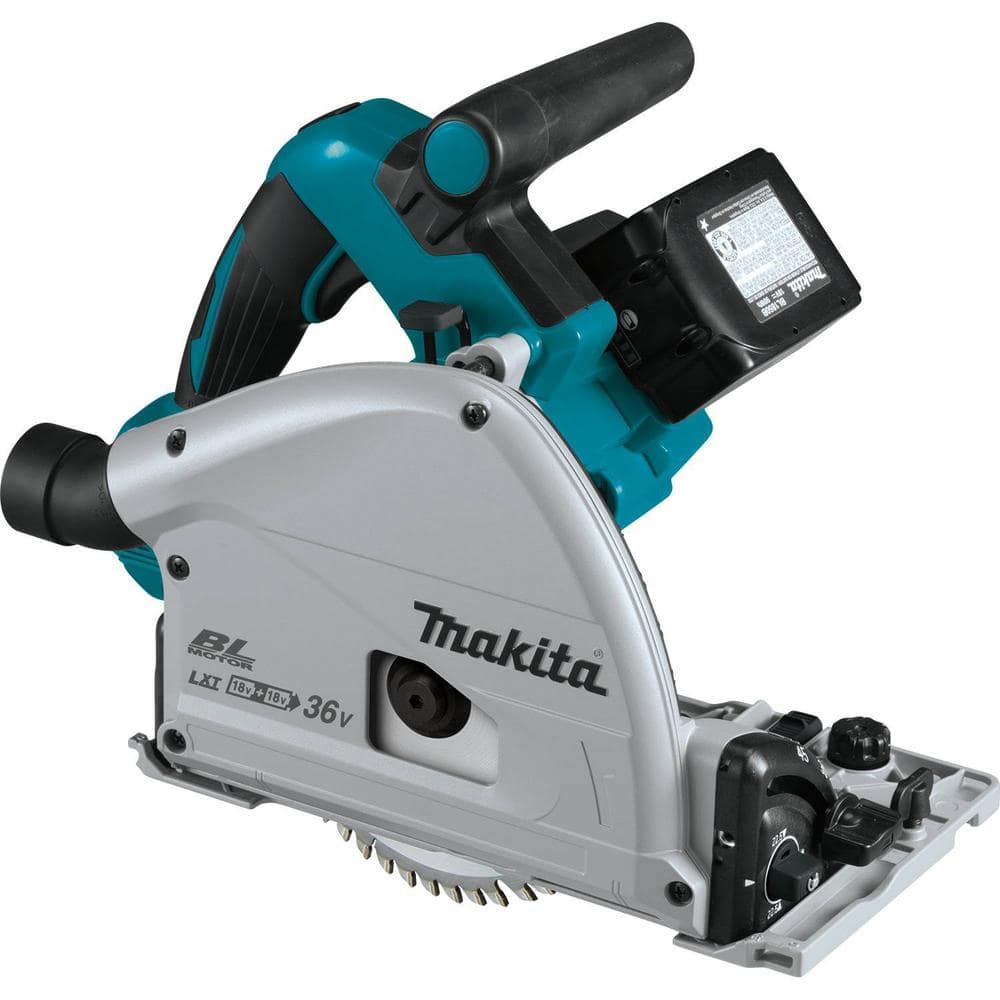 Makita 18V X2 LXT (36V) Brushless 6-1/2 in. Plunge Circular Saw Kit, 5.0Ah with 55 in. Guide Rail and Guide Rail Clamp (2-Pack) - Image 7