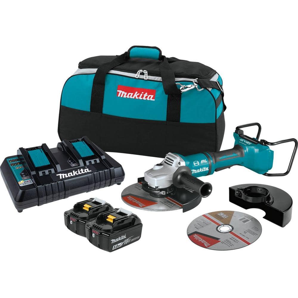 Makita 18V X2 LXT (36V) Brushless 9 in. Paddle Switch Cut-Off/Angle Grinder Kit, 5.0Ah with Bonus Grinding Wheel (10-Pack)