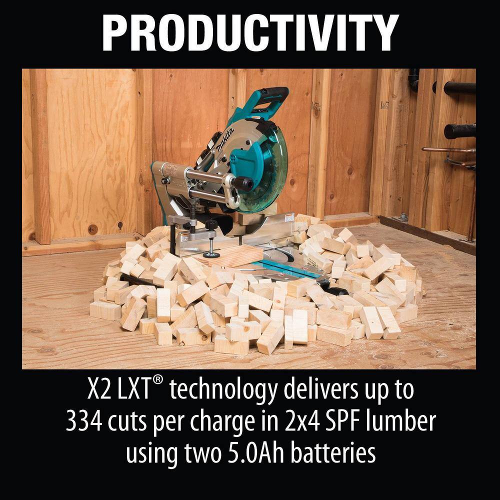 Makita 18V X2 LXT (36V) Brushless Cordless 10 in. Dual-Bevel Sliding Compound Miter Saw Kit with Laser, 5.0Ah Batteries (XSL04PTU) - Image 8