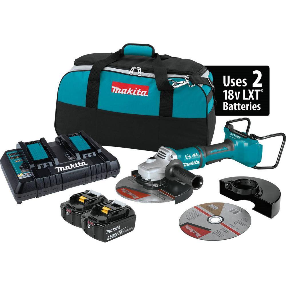 Makita 18V X2 LXT Lithium‑Ion (36V) Brushless Cordless 9 in. Paddle Switch Cut‑Off/Angle Grinder Kit with Electric Brake, 5.0Ah - Image 3