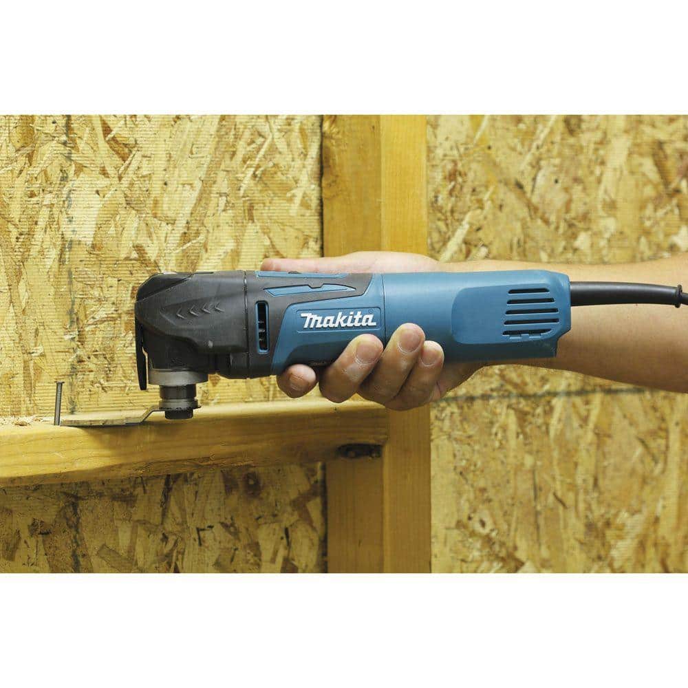 Makita 3 Amp Corded Variable Speed Oscillating Multi-Tool Kit With Blade, Sanding Pad, Sandpaper, Adapter, Hard Case - Image 11