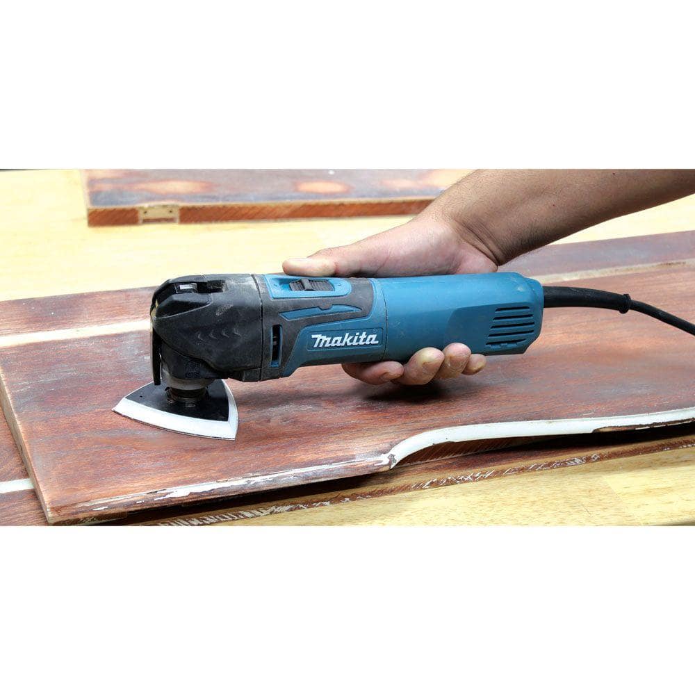 Makita 3 Amp Corded Variable Speed Oscillating Multi-Tool Kit With Blade, Sanding Pad, Sandpaper, Adapter, Hard Case - Image 12