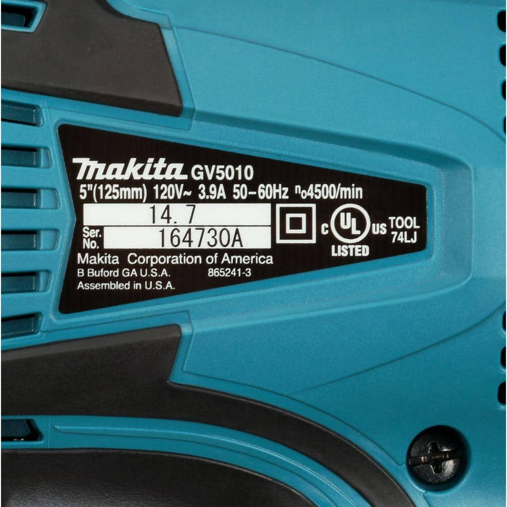 Makita 4.2 Amp 5 in. Corded Lightweight Compact Disc Sander with Disc, Pad, and Side Handle - Image 8