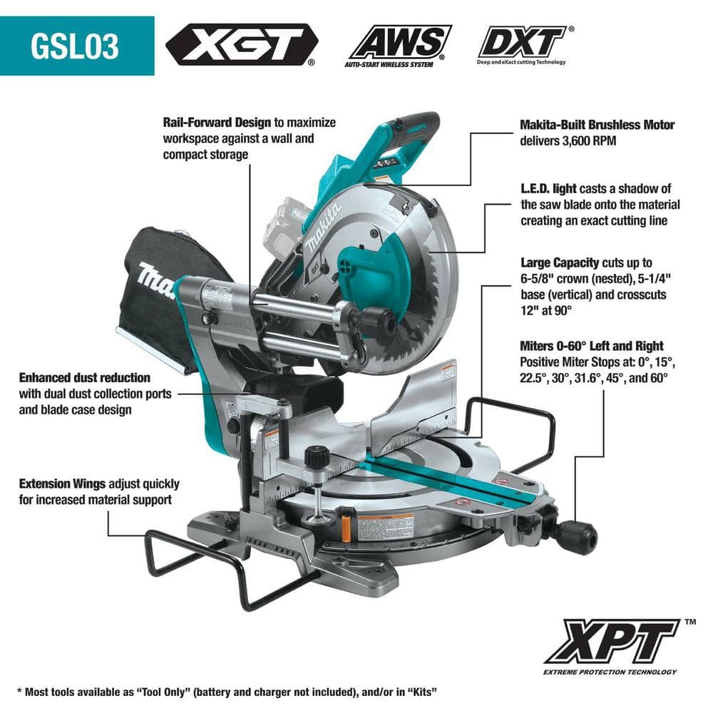 Makita 40V max XGT Brushless Cordless 10 in. Dual-Bevel Sliding Compound Miter Saw Kit, AWS Capable (4.0Ah) - Image 3