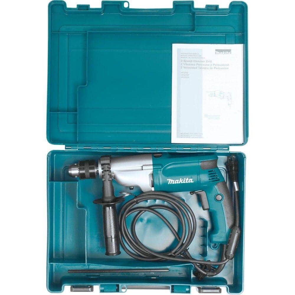 Makita 6.6 Amp 1/2 in. Corded Variable Speed Hammer Drill with Torque Limiter Side Handle Depth Gauge Chuck Key Hard Case - Image 5