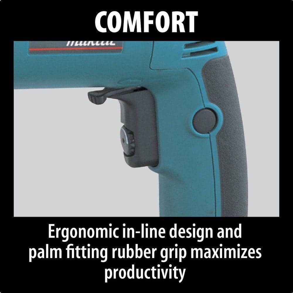 Makita 6.6 Amp 1/2 in. Corded Variable Speed Hammer Drill with Torque Limiter Side Handle Depth Gauge Chuck Key Hard Case - Image 6
