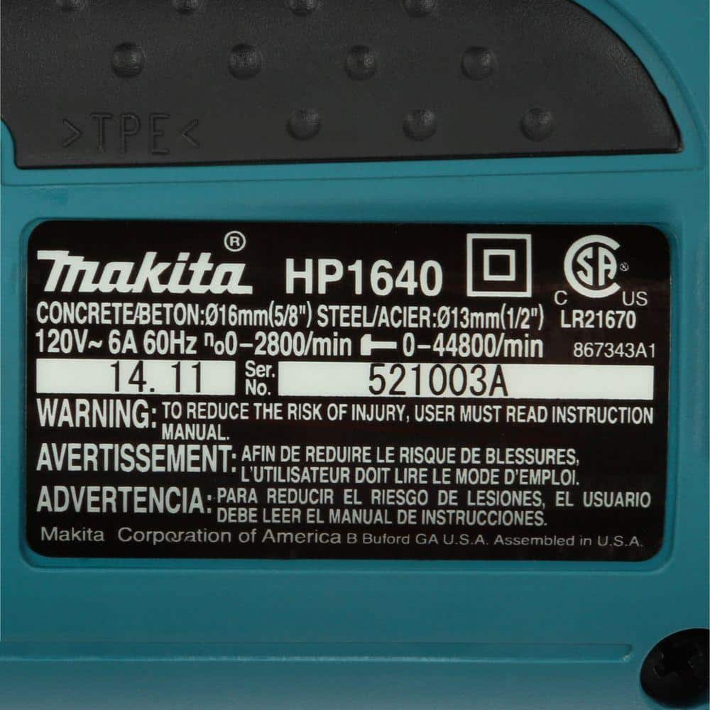 Makita 6 Amp 5/8 in. Corded Hammer Drill with Case - Image 7