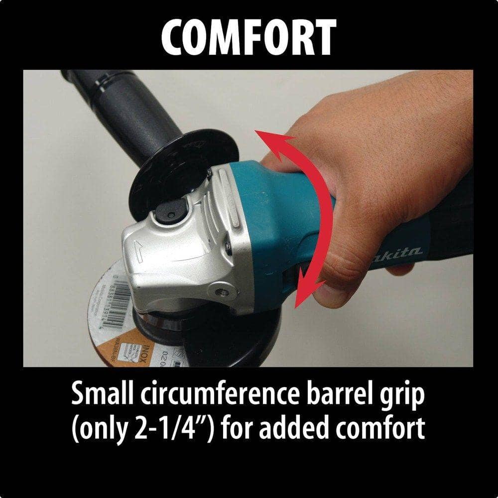 Makita 6 Amp Corded 4 in. Lightweight Angle Grinder with Grinding Wheel, Wheel Guard Side Handle Hard Case - Image 7
